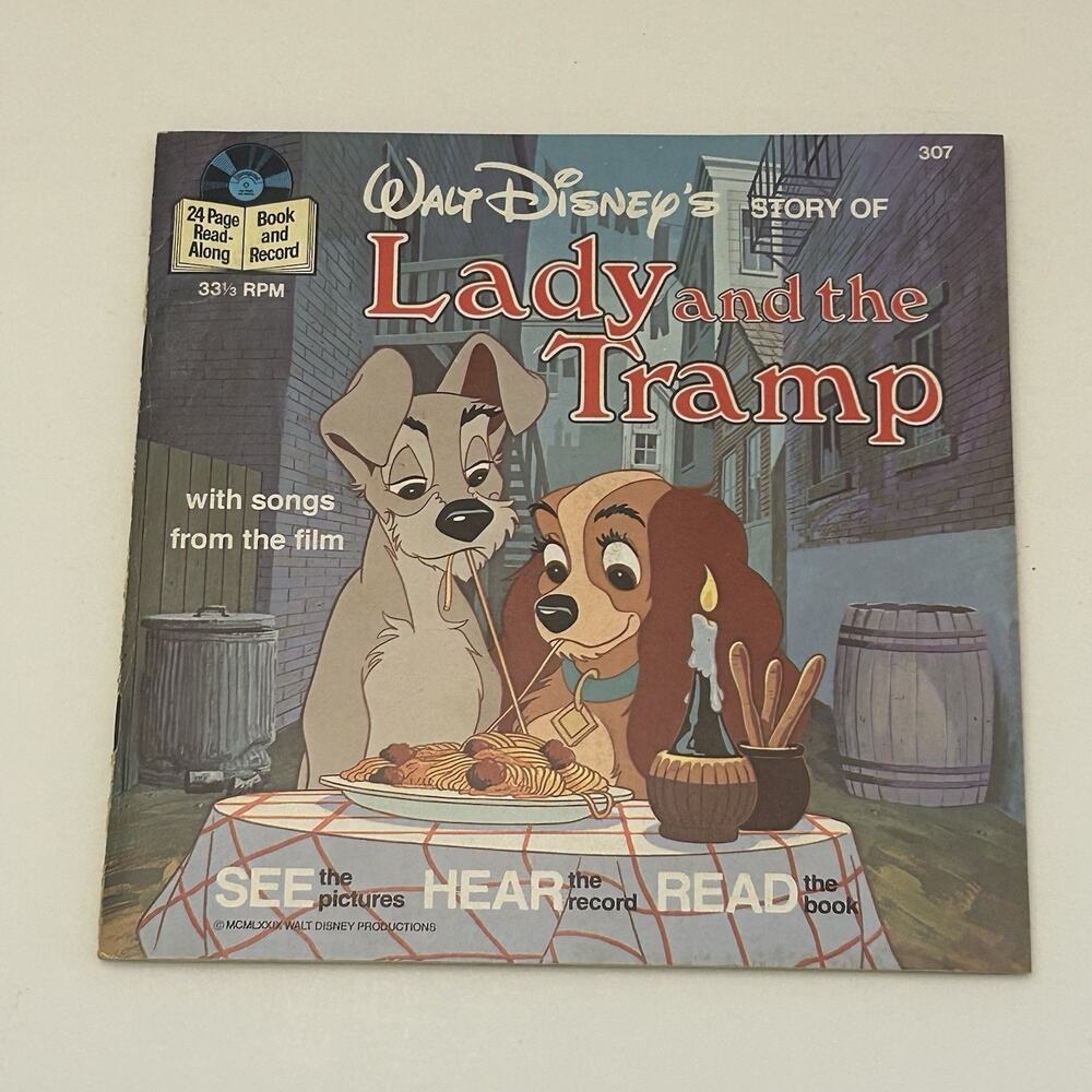 Disneyland Records Lady and the Tramp Story Book & Record 33 1/3 RPM 1979